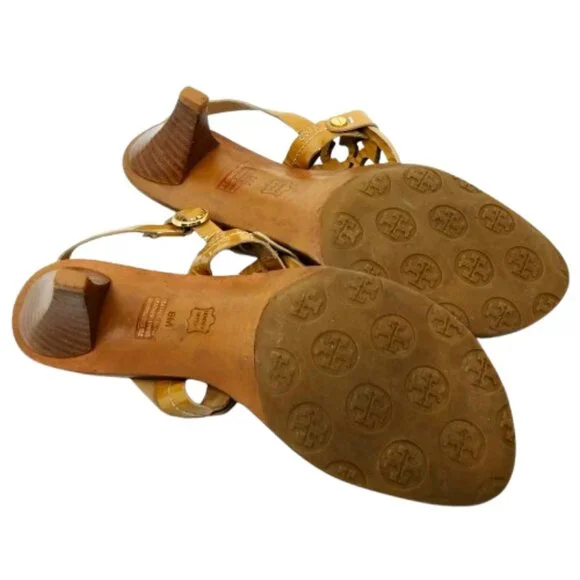 TORY BURCH~Miller~KITTEN HEEL THONG SANDAL LEATHER WOMENS SHOES~Royal Tan 8M - Picture 6 of 6